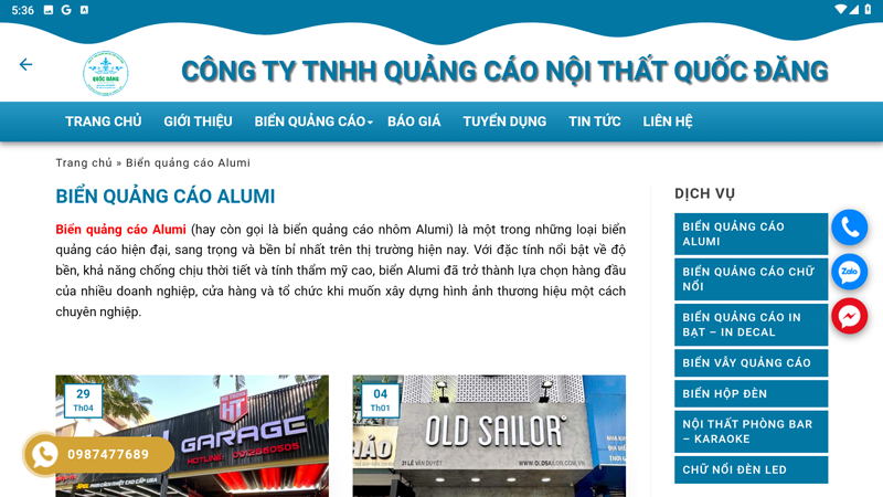 Biển Quảng Cáo Alumi - Quốc Đăng - Product Image