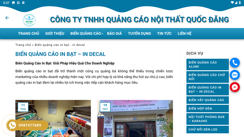 Biển Quảng Cáo In Bạt - Quốc Đăng - Product Image