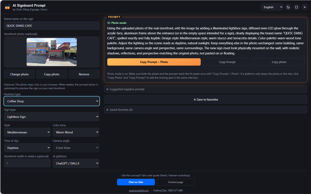 AI Signboard Prompt Generator - Quoc Dang - Product Image
