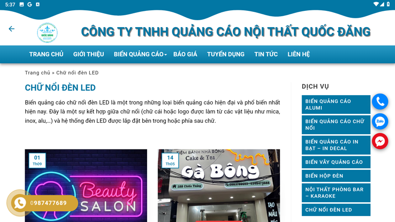 Chữ Nổi Đèn LED - Quốc Đăng - Product Image